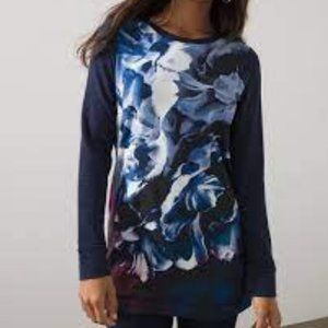 Chico’s Zenergy Terry Mix Print Tunic NWT Size 1 Navy